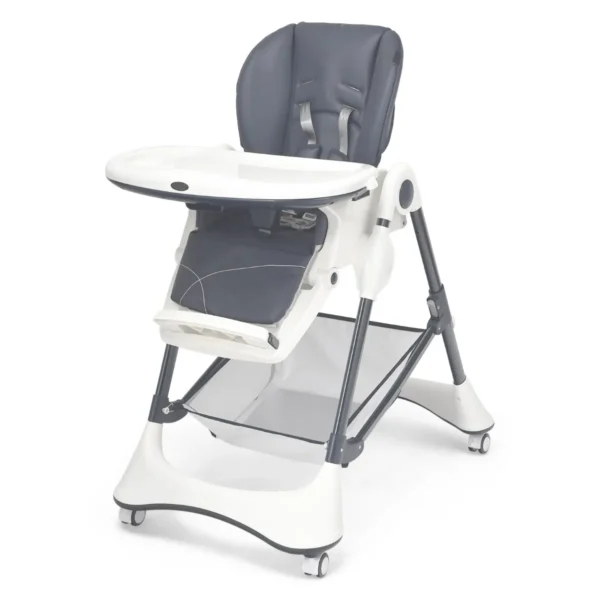 Draagbare 4-In-1 Kinderstoel Voor Baby Voeden Spelen Verstelbare Rugleuning 5-Puntsgordel Afneembaar Dubbel Dienblad PU Kussen