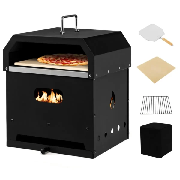 Draagbare Pizza Oven Hout Brandende Pizza Oven 33cm Pizza Steen Pizza Schep Voor Achtertuin Camping 36 X 33,5 X 43,5 Cm