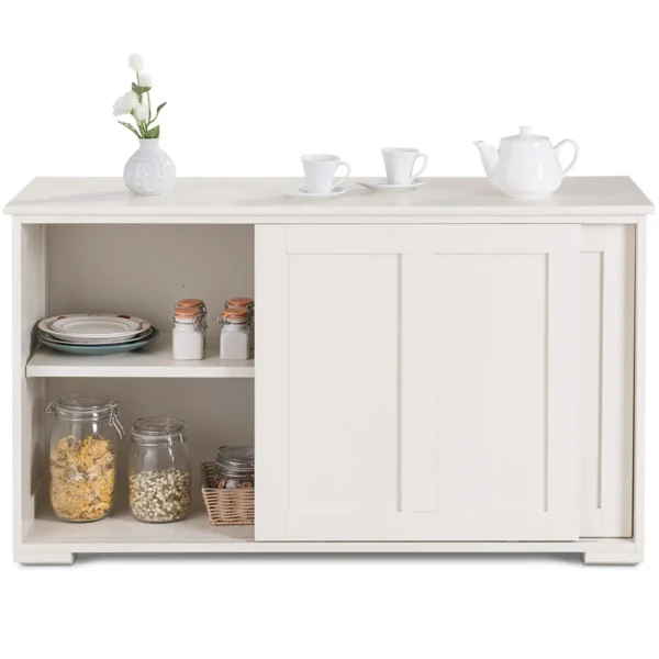 Dressoir Keukenkast Zijkast Met Schuifdeuren 106,5 X 33 X 60 Cm Wit