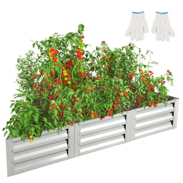 Driehoekige Gegalvaniseerde Plantenbak Set Van 6 Metalen Plantenbakken Grote Buitenbak Voor Tuinieren Inclusief Handschoenen