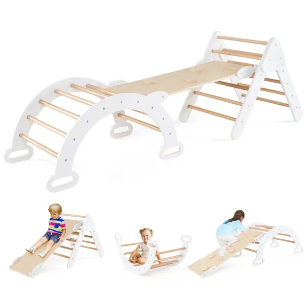 Driehoekige Houten Klimspeelgoedset Voor Peuters Met Klimdriehoek/Boog/Helling Om Te Glijden Of Klimmen Montessori-Klimset