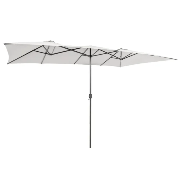 Dubbele Parasol Rechthoekige Parasol UV-Bescherming Tuinparasol Met Zwengel Geen Parapluvoet Beige 426 X 265 Cm
