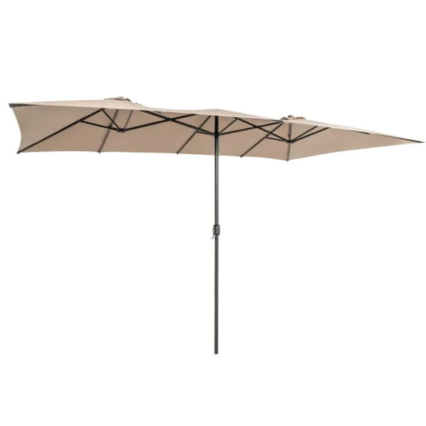 Dubbele Parasol Rechthoekige Parasol UV-Bescherming Tuinparasol Met Zwengel Marktscherm Voor Zwembad Terras En Tuin 426 X 265 Cm