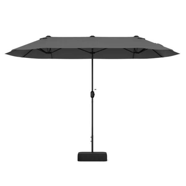 Dubbele Terras Parasol 240 Cm Hoog Extra Grote Paraplu 396 Cm Zwengel Verzwaarde Voet Slot Ventilatie Offset Deurparasol Voor Tuin-Grijs