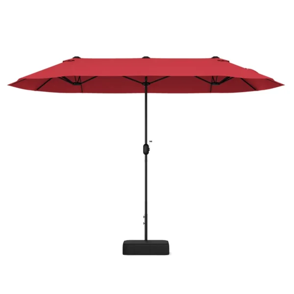 Dubbele Terras Parasol 240 Cm Hoog Extra Grote Paraplu 396 Cm Zwengel Verzwaarde Voet Slot Ventilatie Offset Deurparasol Voor Tuin-Wijn