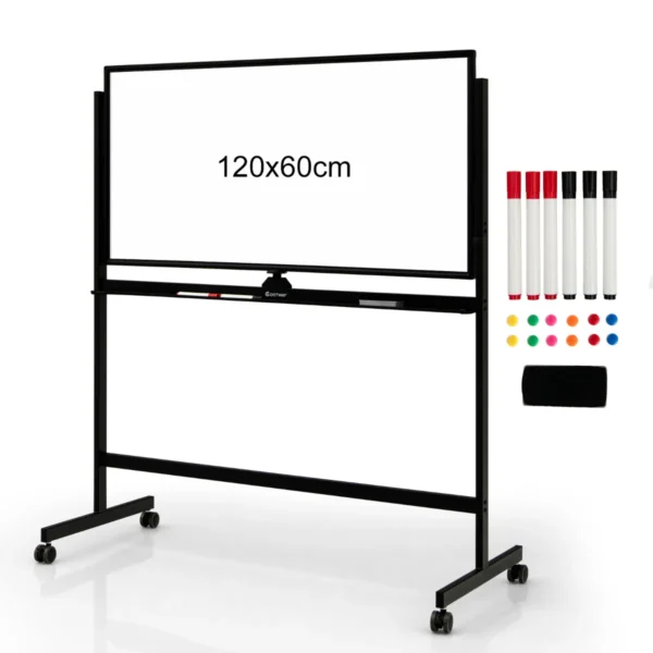 Dubbelzijdig Magnetisch Mobiel Whiteboard Mobiel Rollend Whiteboard Voor Kantoor Zwart