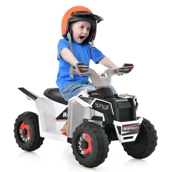 Elektrische Quad Voor Kinderen 6 V Met Vooruit-/Achteruitschakelaar Mini ATV Elektrische Auto Voor Kinderen Vanaf 3 Jaar (Wit)