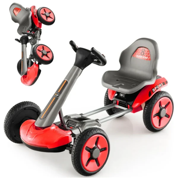 Elektrische Skelter Voor Kinderen 12 V Met Ledverlichting Go Kart Met 2-Voudig Verstelbaar Stuur En Zitting Voor Kinderen Vanaf 2 Jaar (Rood)