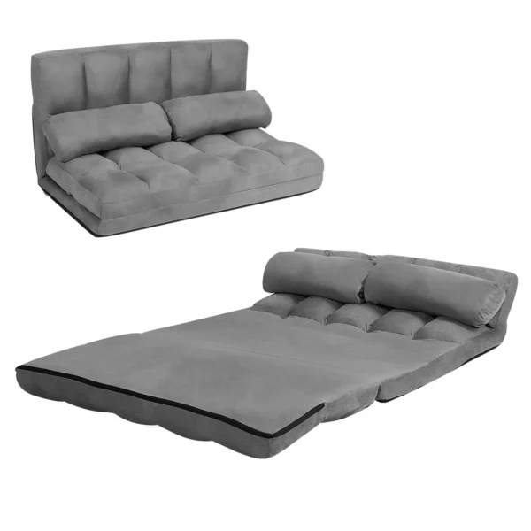 Floor Sofa Verstelbare Slaapbank Slaapbank Luie Slaapbank Met 2 Kussens Grijs
