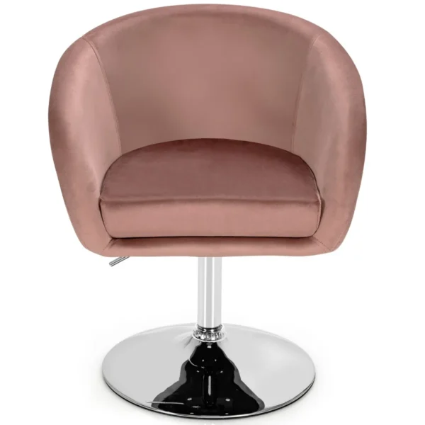 Fluwelen Draaibare Stoel Slaapkamer Stoel Met In Hoogte Verstelbare Ronde Rugleuning Moderne Bureaustoel Make-Up Stoel Roze
