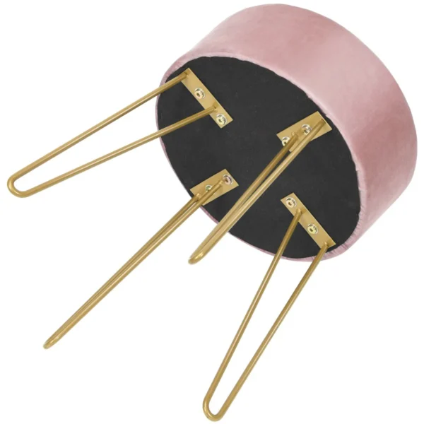 Fluwelen Kruk Moderne Ronde Make-Upkruk Gestoffeerde Kruk Tot 100 Kg Belastbaar Voetenbank Zitkruk (Roze)