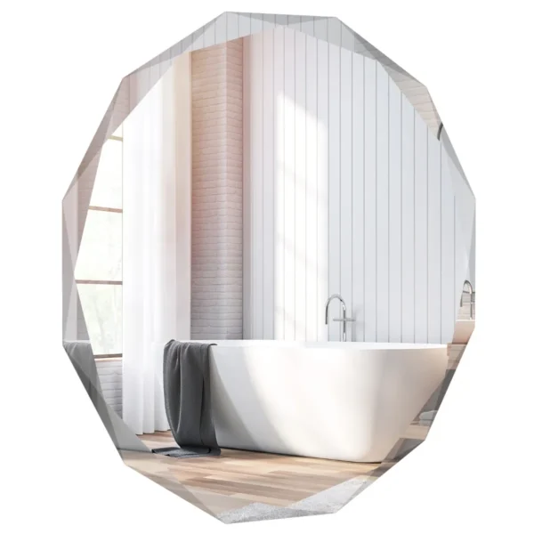Frameloze Wandspiegel Decoratieve Spiegel 76 Cm Explosieveilig Unieke Afgeschuinde Randen Zilver Gepolijst Voor Badkamer Hal