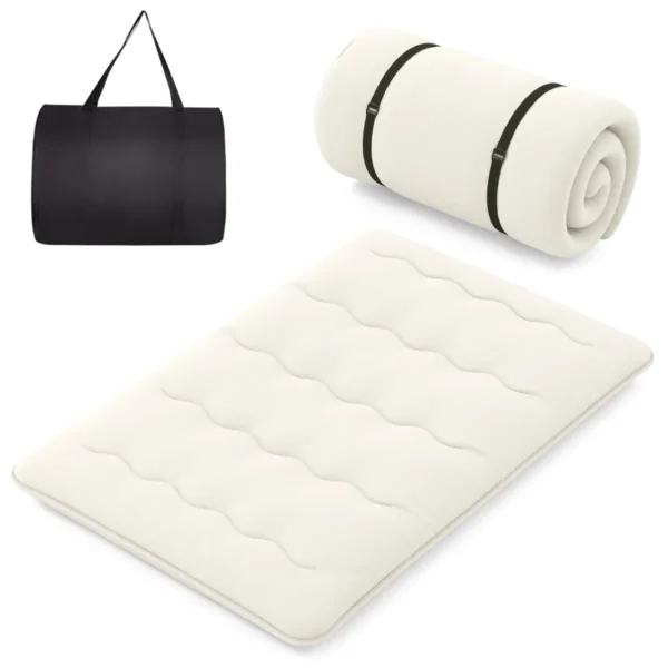 Futon-matras Vloer-rollmatras Tatami-mat Met Wasbare Hoes Draagbare & Opvouwbare Slaapmat 140 Cm Beige