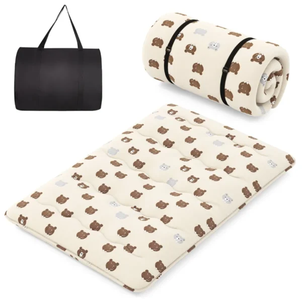 Futon-matras Vloer-rollmatras Tatami-mat Met Wasbare Hoes Draagbare & Opvouwbare Slaapmat 140 Cm Beige