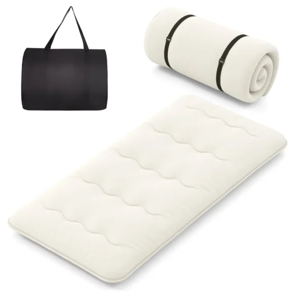 Futon-matras Vloer-rollmatras Tatami-mat Met Wasbare Hoes Draagbare & Opvouwbare Slaapmat 90 Cm Beige