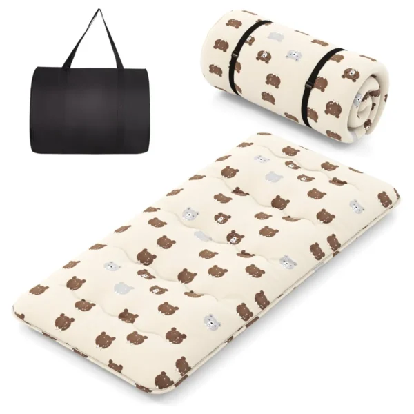 Futon-matras Vloer-rollmatras Tatami-mat Met Wasbare Hoes Draagbare & Opvouwbare Slaapmat 90 Cm Bruin