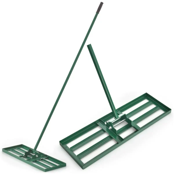 Gazonhark Metalen Gazonrakel Met Ergonomische Handgreep Nivellering Van Zandbodem Voor Tuin Golfbaan 75 Cm X 25 Cm Groen