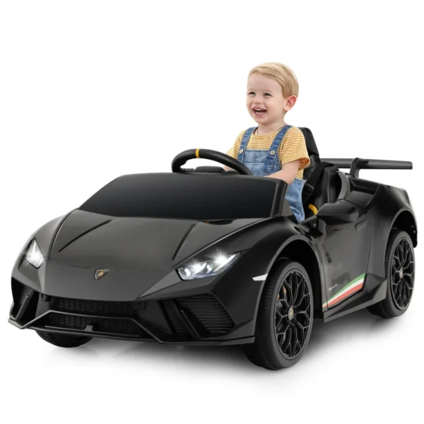 Gelicentieerde Lamborghini Sportauto Voor Kinderen Vanaf 3 Jaar 12 V Batterij Afstandsbediening LED-Verlichting Muziek Claxon En Vering-Zwart