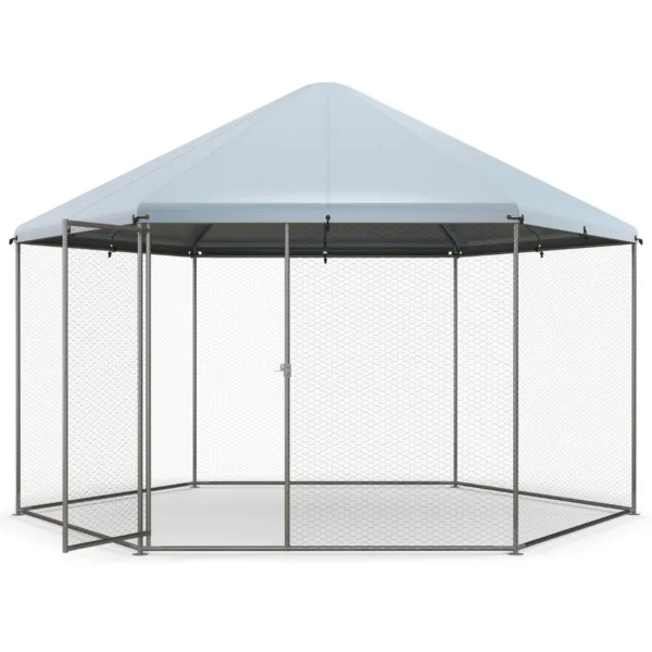 Groot Metalen Kippenhok Voor 8 Tot 15 Kippen Met Afsluitbare Deur En Waterdichte UV-Bestendige Dak Pluimveekooi Voor Kippen Konijnen