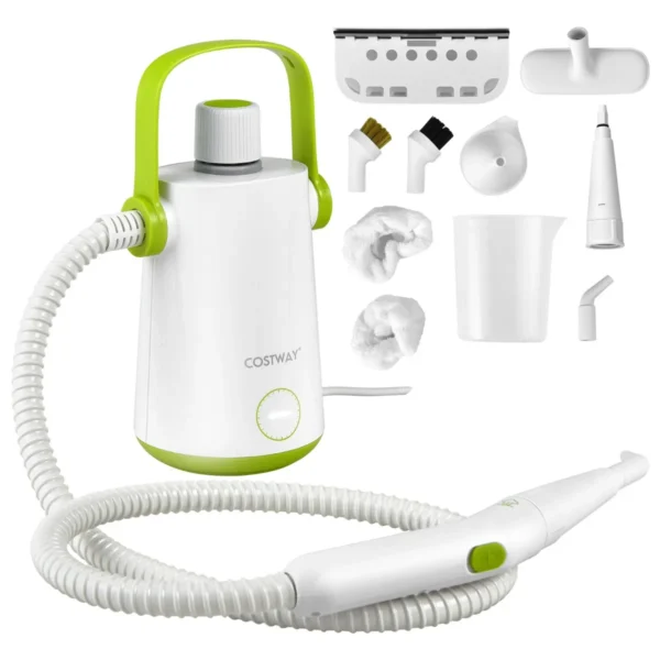 Handstoomreiniger 1000 W En 300 Ml Watercapaciteit En 10 Accessoiresets Stoomreiniger Voor Alles Tapijten Ramen Bekleding Groen + Wit