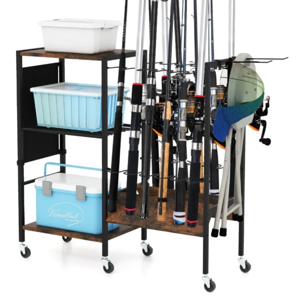 Hengelhouder Visuitrusting Opbergtrolley Met Universele Vergrendelende Wielen Visuitrusting Organisator Voor Garage