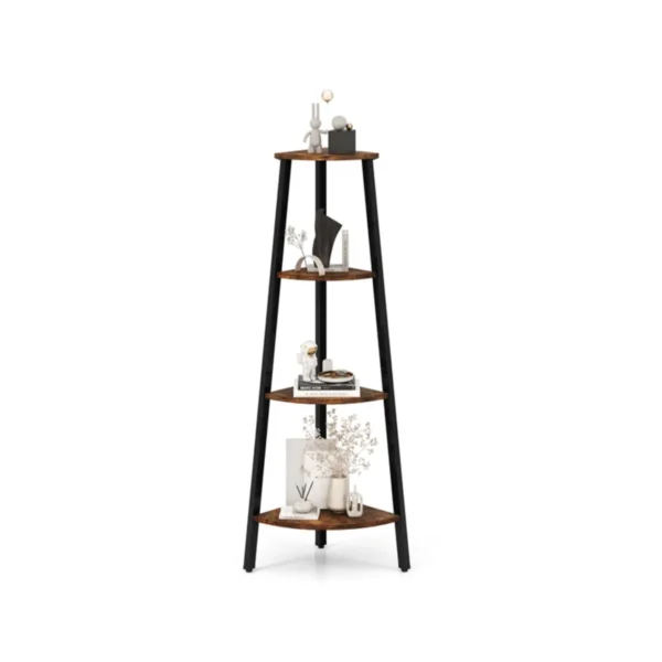 Hoekplank Boekenkast Met 4 Niveaus Ladderrek Opbergrek Plantenrek Voor Woonkamer Slaapkamer Industrieel Design Rustiek Bruin