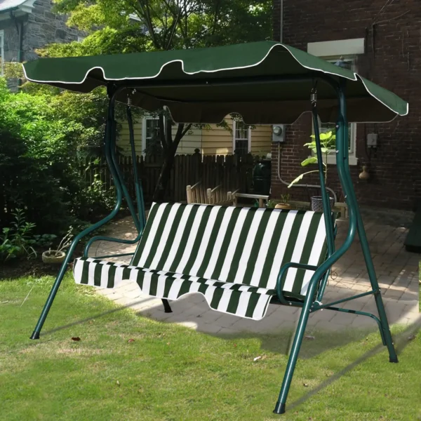 Hollywood Schommel 3-Zits Tuinschommel Schommelbank Met Schuifdak Groen/Bruin/Zwart 172 X 154 X 110 Cm-Groen