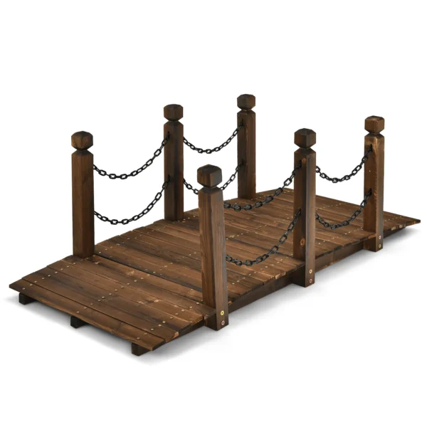 Houten Tuinbrug Houten Brug Met Reling Decoratieve Brug 150 X 67 X 55 Cm Naturel