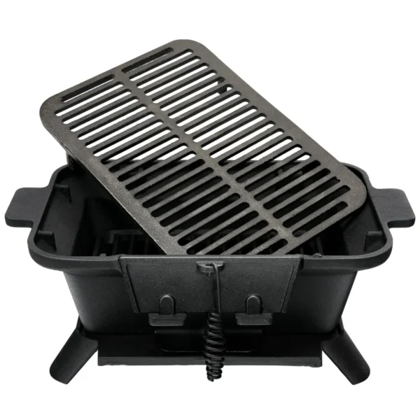 Houtskoolgrill Draagbare Gietijzeren Barbecue Grill Met Dubbelzijdig Grillnet Voor Buiten Picknick Kamperen Zwart