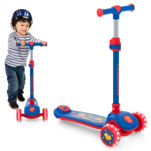 Inklapbare Kinderstep Met PU-Led-Wielen En Achterrem In Hoogte Verstelbaar Kinderscooter Voor Jongens En Meisjes Vanaf 3 Jaar-Blauw
