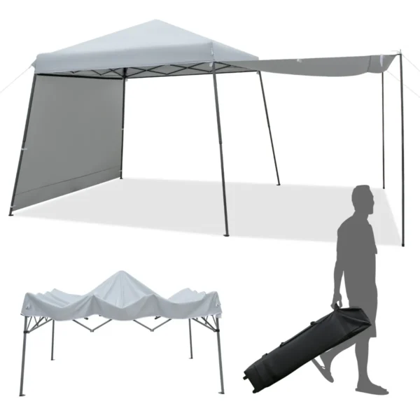 Instant Zonnescherm 300 X 300 Cm Met Zijwanden Opvouwbare Strandparasol Met Tas Op Wieltjes UV-Bescherming Buiten Beschutting