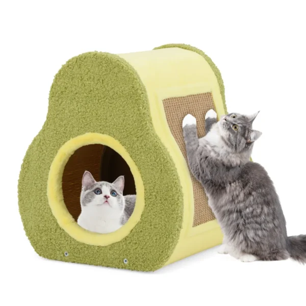 Kattenhuis In Avocadovorm Schattig Kattenhuisje Met Jute Krabpaal Rond Kattengat Compact Huisje Met Krabpaal Voor Binnenkatten