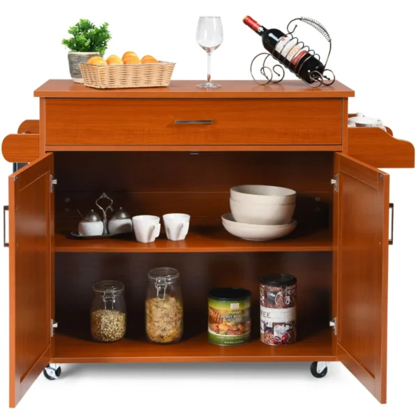 Keukentrolley Met Handdoekenrek En Kruidenrek Keukeneiland Met Lade 116 X 40 X 85 Cm Bruin