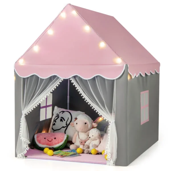 Kinderspeeltent Kinderspeelhuis Met Sterlicht 105 X 121 X 136 Cm Roze + Grijs