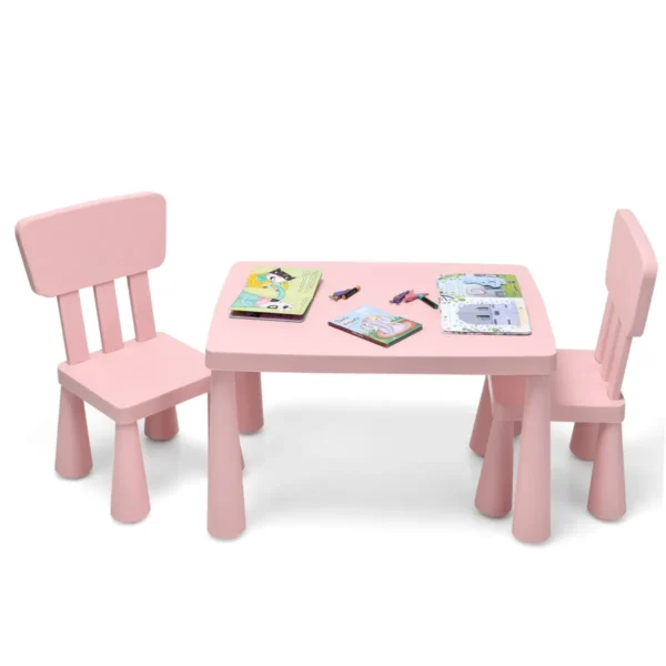 Kindertafel En 2 Stoelen Set Kinderspeeltafel Met 2-Delige Stoelen Voor Eten Tekenen Schrijven En Knutselen Kindermeubel Set Roze