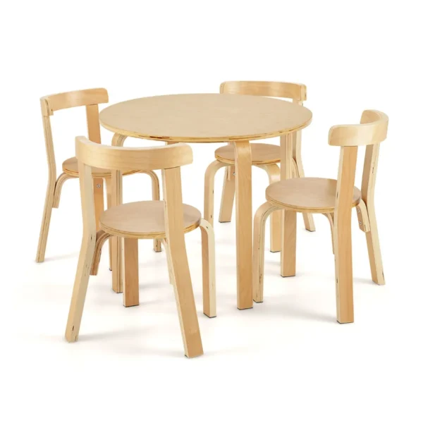 Kindertafel Houten Tafel Met 4 Stoelen Kindertafel En Stoelset Met Rugleuning Natuurlijk