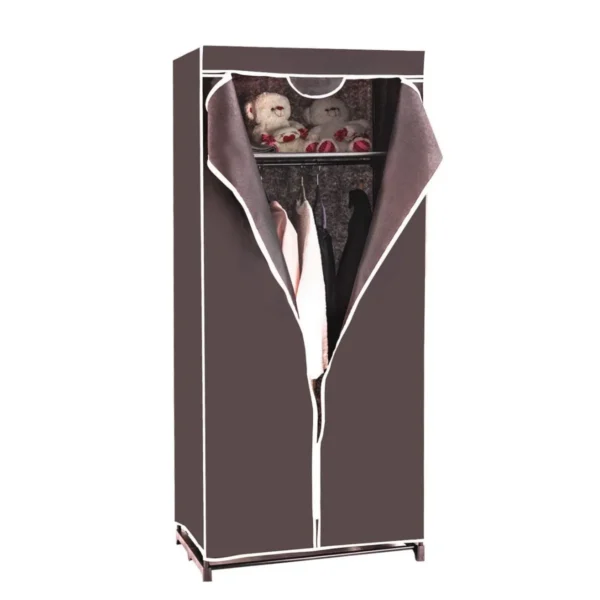 Kledingkast Stoffen Kast Vouwkast Textielkast Campingkast Stoffen Kledingkast Vouwkledingkast Met Kledingstang 172 X 74 X 50cm (Bruin)