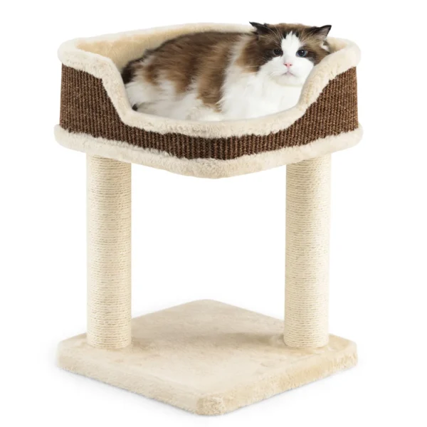 Krabpaal Kattenboom Hout Kattenmeubels Klimboom Activiteitenboom Speelboom Beige
