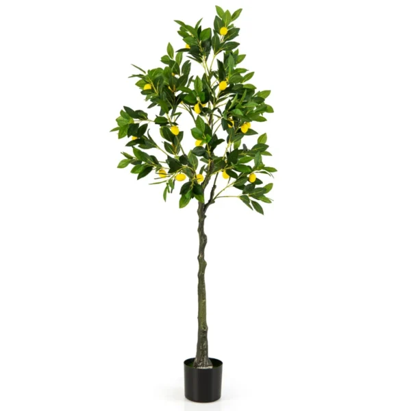 Kunstmatige Citroenboom 160cm Hoge Kunstmatige Citroenfruitplant Cementpot Groene Potplant Voor Thuis Woonkamer