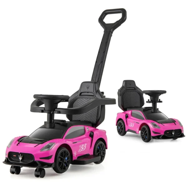Maserati-Gelicenseerde 3-In-1 Duwauto Voor Kinderen 2 Universele Wielen Muzikale Besturing Handrails Stuur Loopauto-Roze