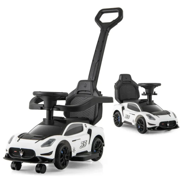 Maserati-Gelicenseerde 3-In-1 Duwauto Voor Kinderen 2 Universele Wielen Muzikale Besturing Handrails Stuur Loopauto-Wit