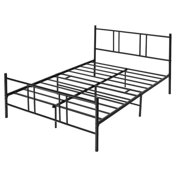 Metalen Bedframe Met Hoofdbord & Voetbord Zware Stalen Latten Ondersteuning Matras Stichting Geen Boxspring Nodig (209 X 164 X 101cm)