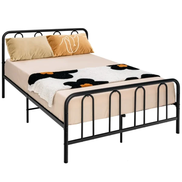 Metalen Bedframe Voor Matras 190 X 140 Cm Tweepersoonsbedframe Met Lattenbodem En Opbergruimte