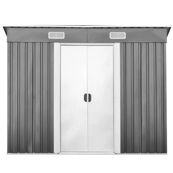 Metalen Gereedschapsschuur Tuinhuisje Gereedschapsschuur Met Lessenaarsdak Grijs 238 X 131 X 181 Cm