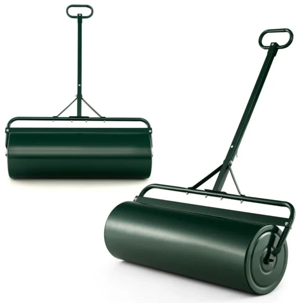 Metalen Tuingazonroller Met Afneembare Handgreep Water-/Zandgevulde Gazonroller 63L- Ø 30 Cm Groen