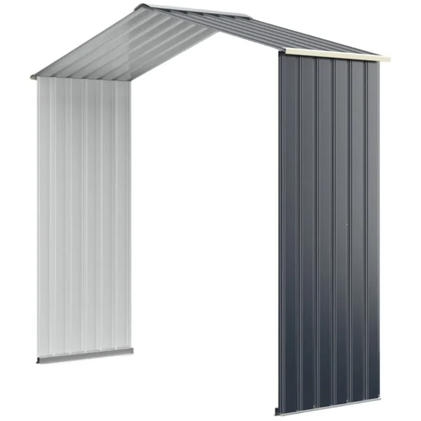 Metalen Tuinhuis Met 2 Afsluitbare Schuifdeuren 4 Ventilatiegaten Leunend Dak Tuinhuis Grijs Opbergruimte Voor Fiets Vuilnisbak