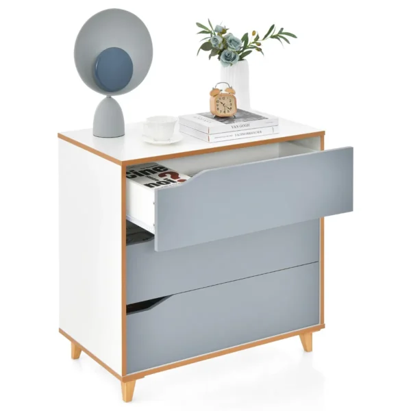 Moderne Ladekast Met 3 Laden Geïntegreerde Handgreep Grote Opslagcapaciteit Anti-Kantelbeveiliging Huishoudelijke Opbergkast Grijs