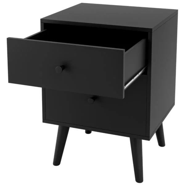 Nachtkastje Met 2 Laden Houten Ladekastje 2-Lade Naast Tafel Opberg Bijzettafeltje Opberg Zijbank Tafel Zwart