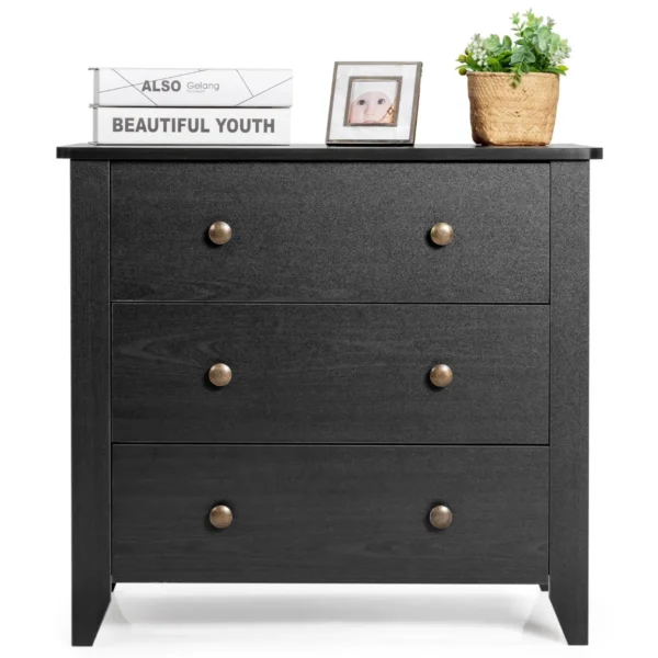 Nachtkastje Met 3 Laden Bijzettafel Met Handgrepen Van Hout Nachtkastje Ladekast Voor Woonkamer Slaapkamer 71 X 46 X 66 Cm Zwart