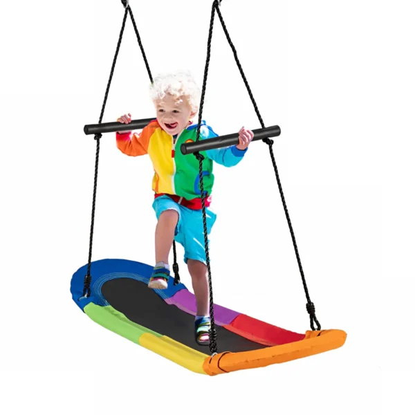 Nestschommel Kinderen Boomschommel Met 100-160cm Verstelbare Touw Hangende Schommel Kleurrijk 123x45cm